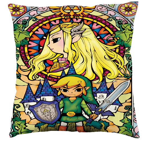 Zelda Kissenbezug Link Glasmalerei